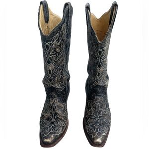 CORRAL Western Cowgirl Boots Sz 6 1/2M Vintage line Manufactured Distress Design